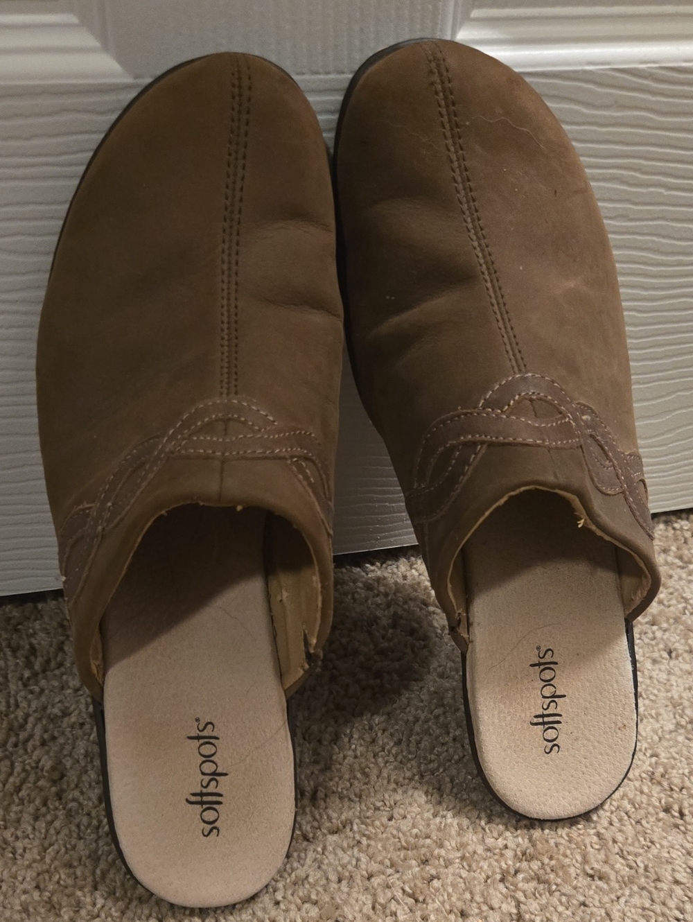 Softspots Taupe Brown Slip-On Clog Mules